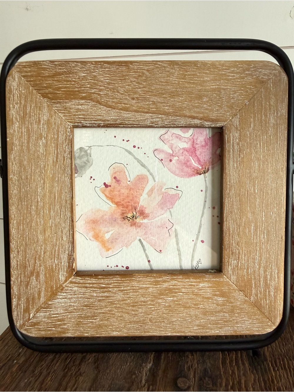 Hand crafted watercolor orignial in 4x4 wooden frame - Picture 3 of 5